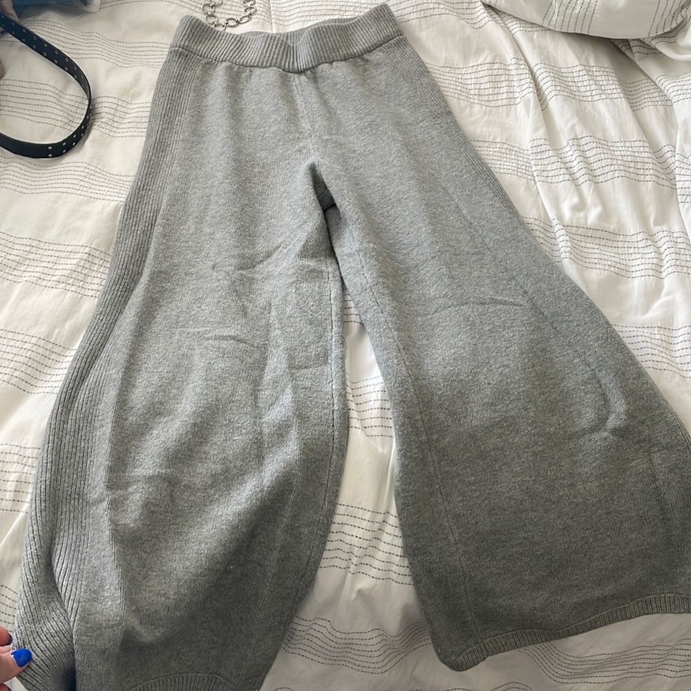 Grey stretchy wide leg super soft sweatpants